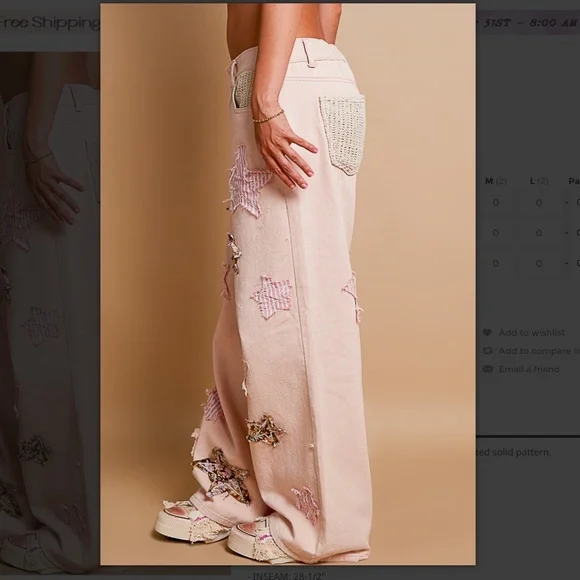 POL 🩵 216 POL Star Patched Jean Pants in Mauve SR36 - Picture 2 of 5